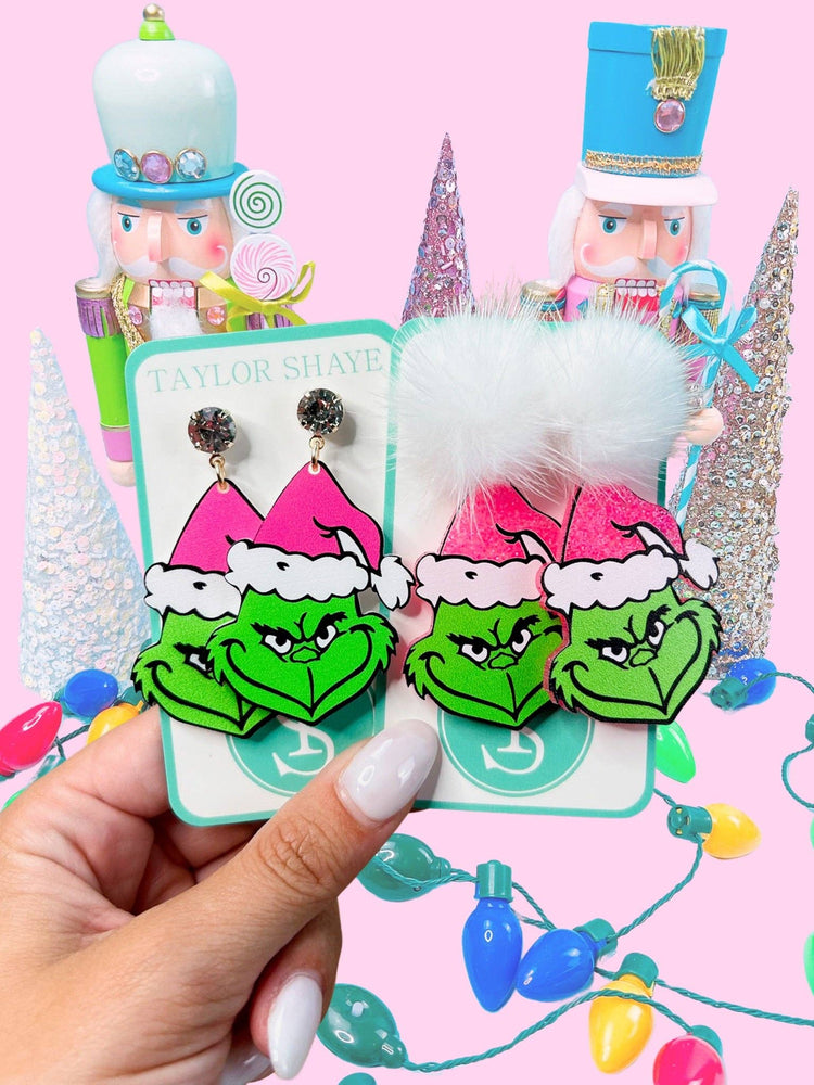 Pink Grinch Earrings