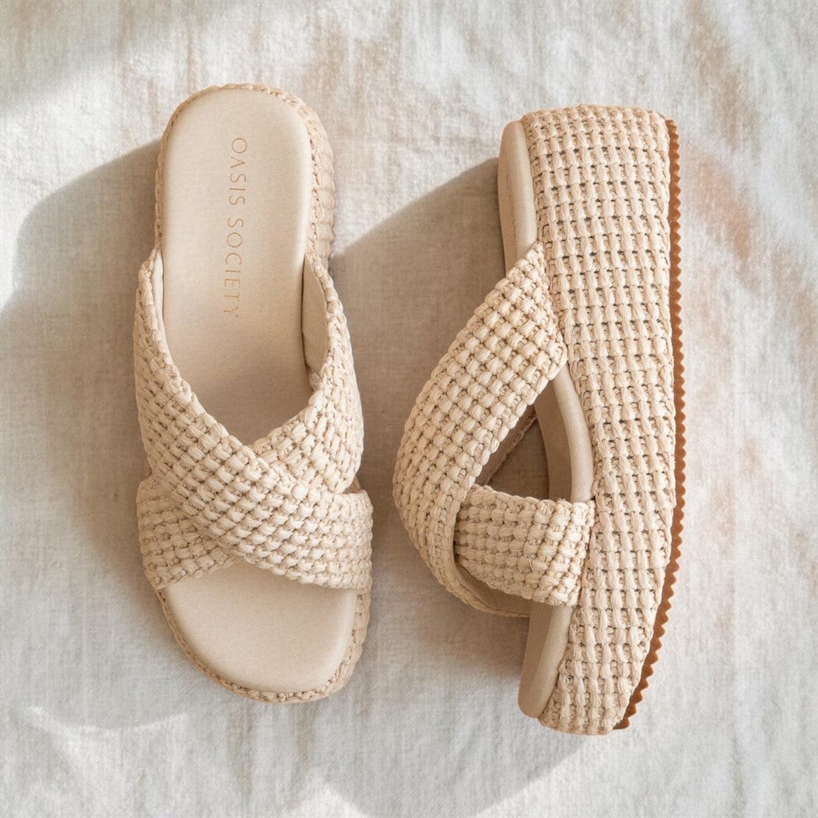 The Fresno | Ivory Raffia Platform Sandal