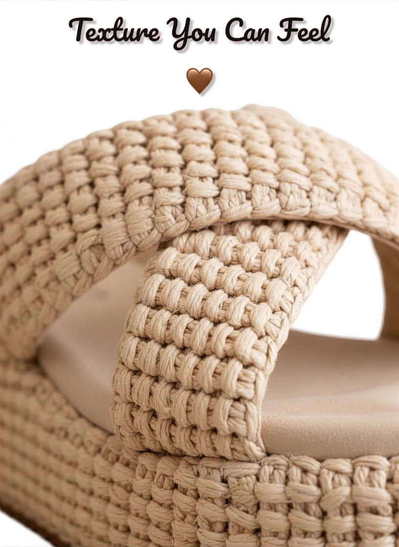 The Fresno | Ivory Raffia Platform Sandal