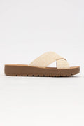 LUCY LIGHT-WEIGHT WEDGE PLATFORM CROSS STRAP SLIDE SANDAL