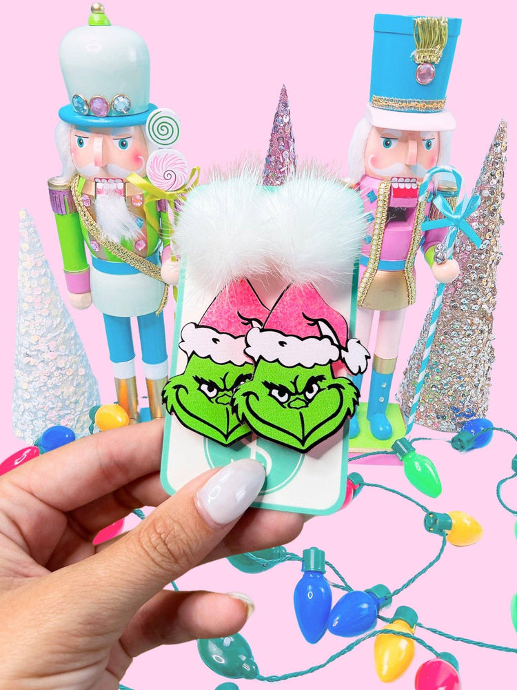Pink Grinch Earrings