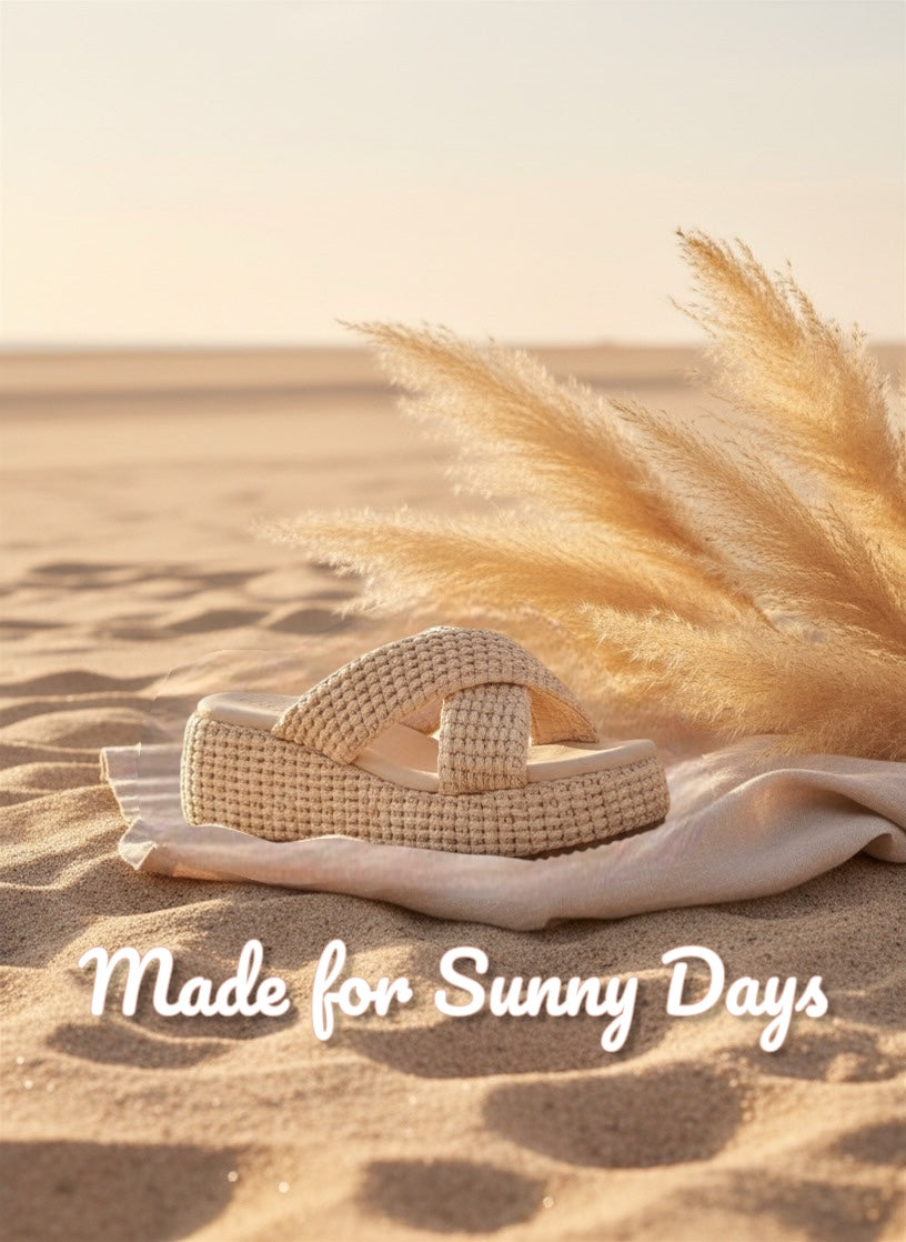The Fresno | Ivory Raffia Platform Sandal