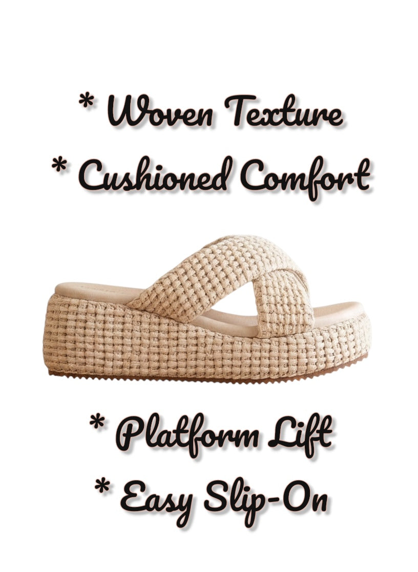 The Fresno | Ivory Raffia Platform Sandal