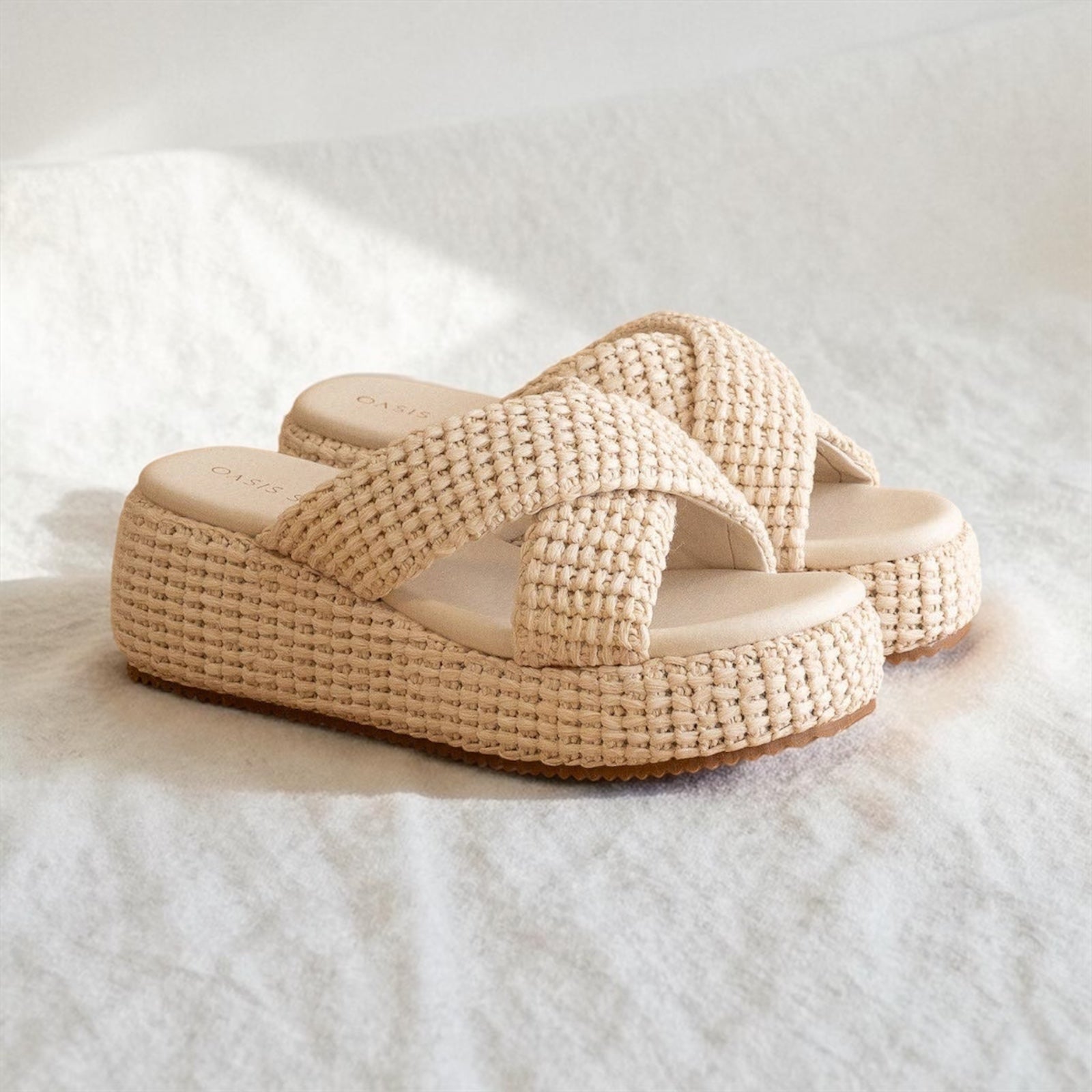 The Fresno | Ivory Raffia Platform Sandal