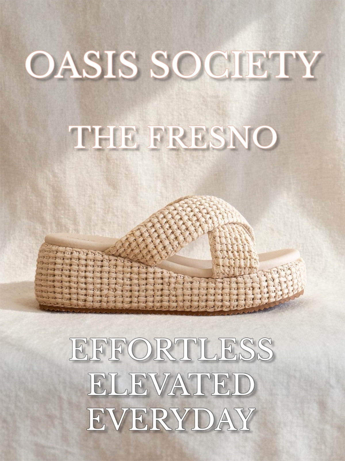 The Fresno | Ivory Raffia Platform Sandal