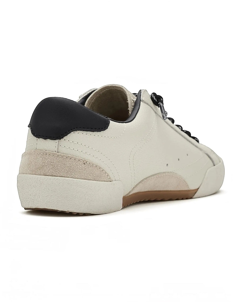 Heel Yeah Boutique Vintage Havana Legend slip-on sneakers in white leather and suede with black heel detail.